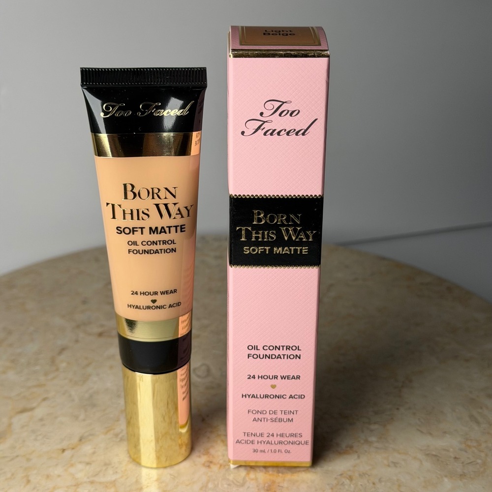 Too Faced Born This Way Foundation 1oz Light Beige Soft Matte Oil Control NIB